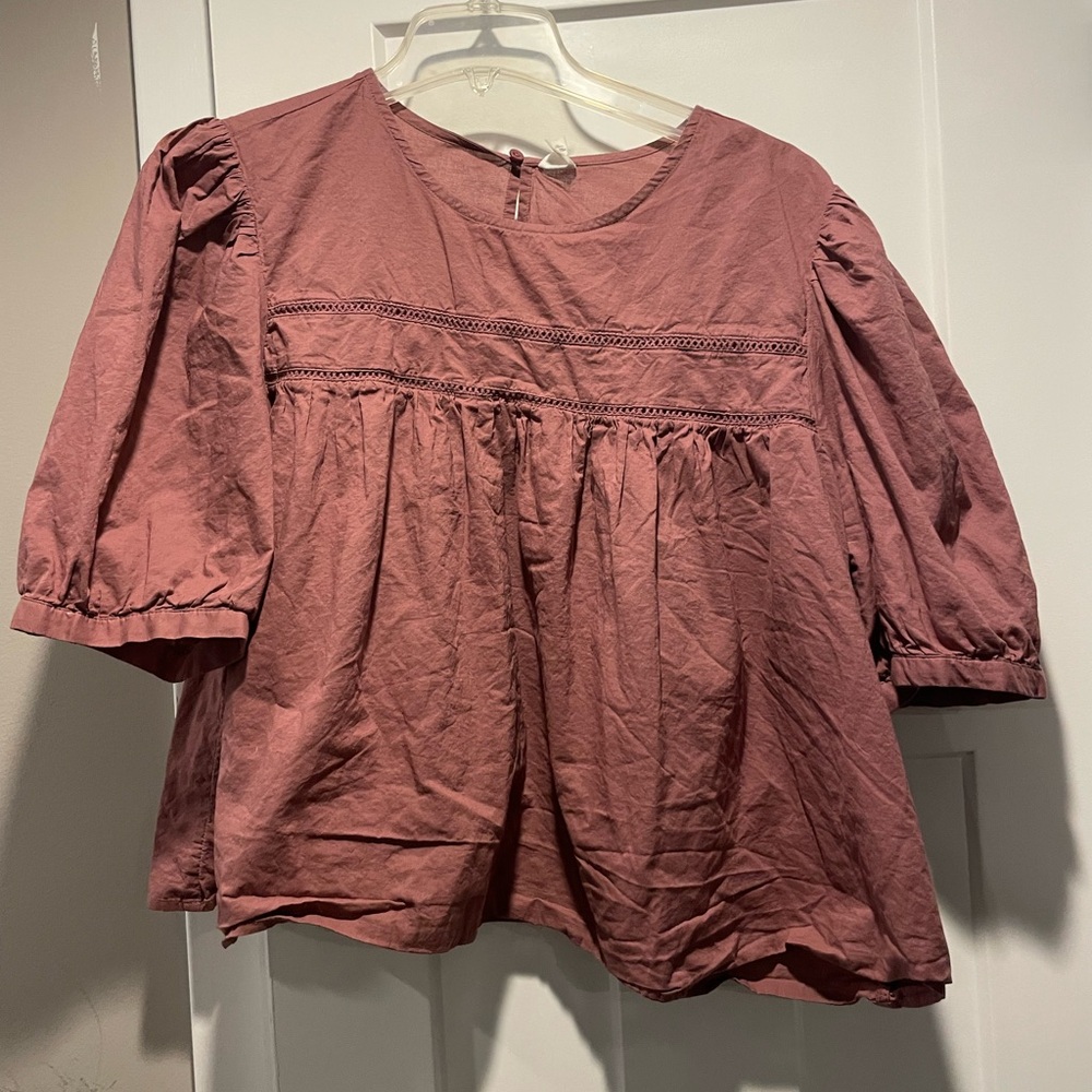 Melrose and Market Mauve Blouse with Puff Sleeves